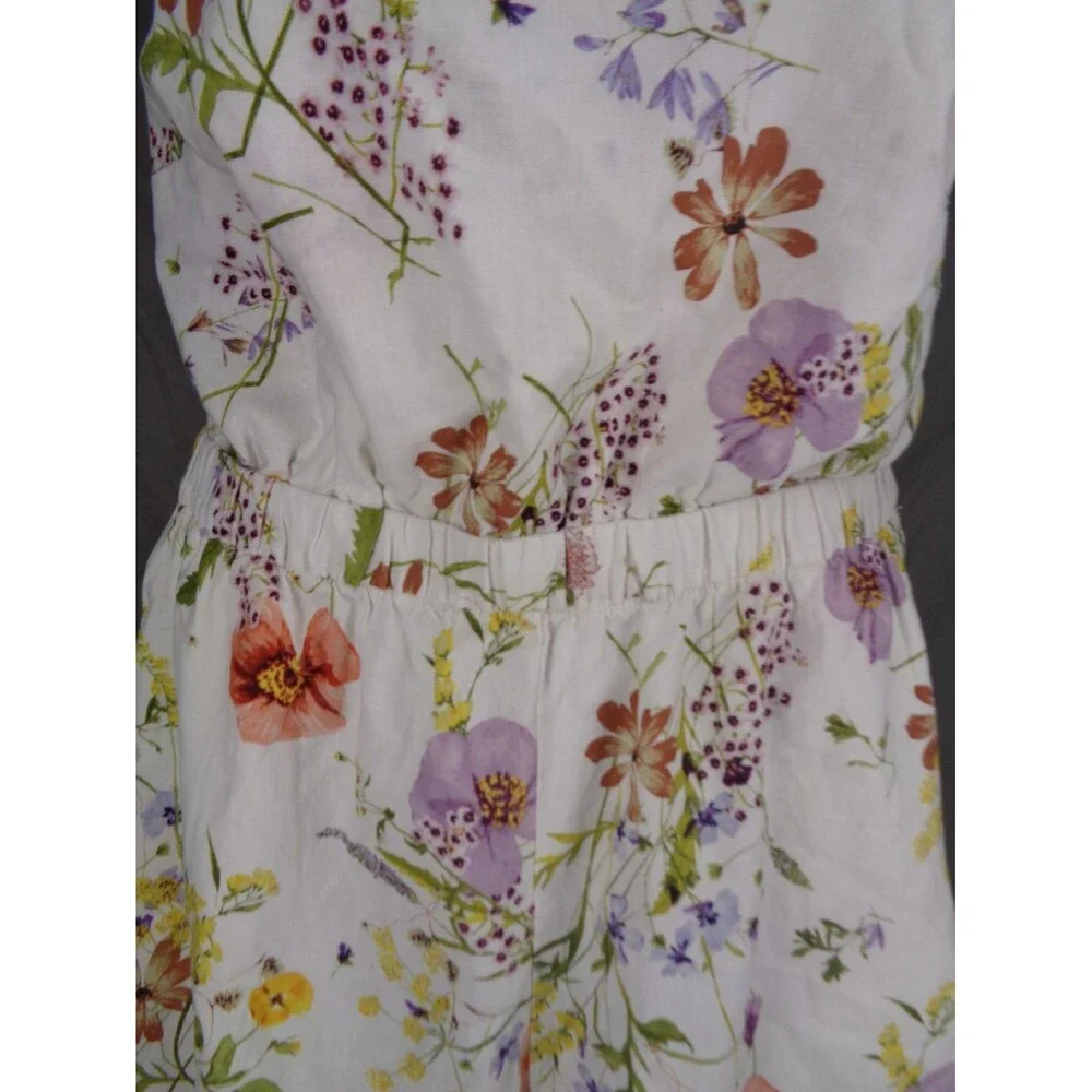 H&M Floral Linen Blend Romper Strappy Size XL Wildflower Meadow Collection New